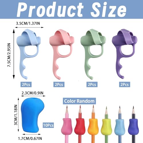 WORUIB 18 Pcs Pencil Grips, Ergonomic Pen Grips for Children & Adults, Silicone Writing Aid Tool - Image 3