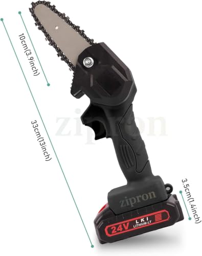 Image of 24V Cordless Rechargeable Chainsaw | 5-Inch Mini Electric Saw | Lightweight One-Hand Operated Battery Powered Cutter for Tree Branch, Wood Cutting & Garden Trimming Tool