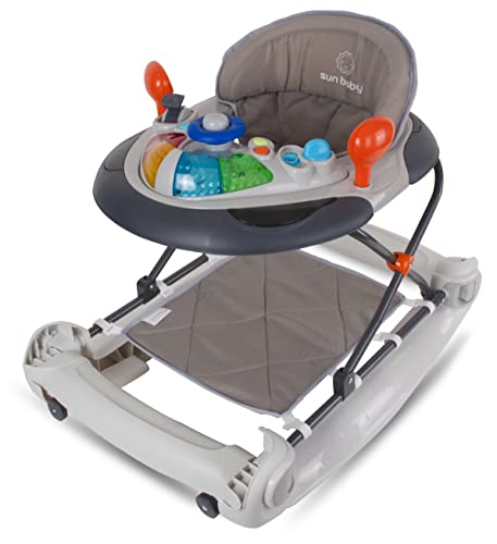 sun baby Looplerhulp vanaf 6 maanden, in loophulp hoogte verstelbaar, loopwagen, baby walker (Grijs) - Afbeelding 4