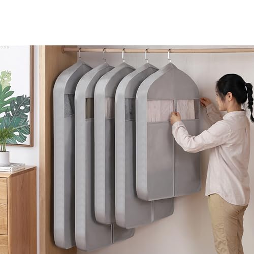 3Pcs Garment Bags for Hanging Clothes Suit Bags, Suit Garment Travel Bags, Clear Hanging Garment Bag (Coffee, 60 * 108)2