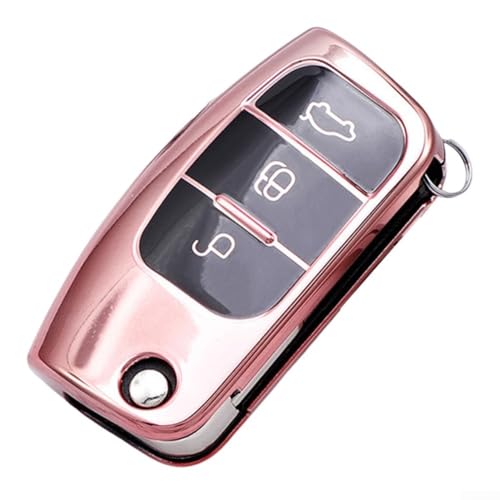 Coque de clé de voiture pour Ford Fiesta/Focus/Mondeo, souple en TPU (pour rose)