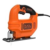 BLACK+DECKER Sierra de calar 400W, 3000 rpm, corte a bisel 0-45°, soplador de polvo, corte máximo en madera 65mm, acero 5mm, empuñadura antideslizante, incluye cuchilla, KS501-QS