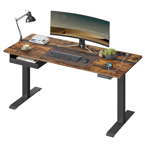 ¿Necesitas un escritorio ajustable y funcional? ¡Descubre el VASAGLE Escritorio Regulable en Altura, con enchufe y cajón, para trabajar de manera efectiva!