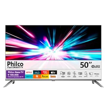 TV Smart Philco P50CRA QLED 4k 50" Roku HDR10 Dolby Audio 4 HDMI