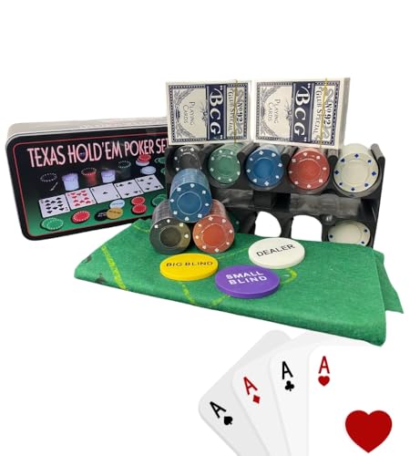 Set Poker 200 Fiches con Tappetino e Scatola di Latta