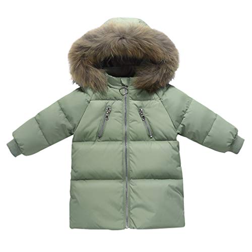 Happy Cherry Kids Girls Down Parka Jackets Winter Outerwear Lightweight Detachable Fur Hood Windbreaker Overcoat