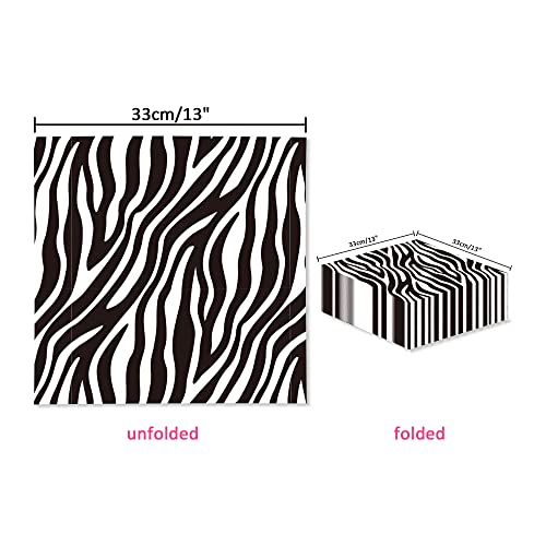 40Pcs Safari Zebra Animal Print Napkins Disposable Jungle Animals Zebra Dinner Paper Napkins Texture Tableware Birthday Baby Shower Party Supplies #TOP1