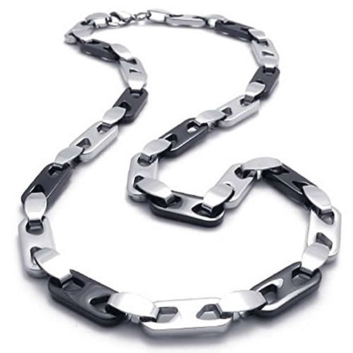 Collier chaîne pour homme en acier noir et argent le cadeau idéal pour marquer un événement unique
