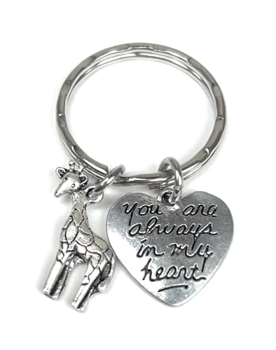 You Are Always in My Heart Bereavement Memorial Sympathy Forever My Friend Gift Keepsake In Memory Friendship Missing You Loss of Loved One Africa Animal Good Luck Baby Giraffe Keychain 110G