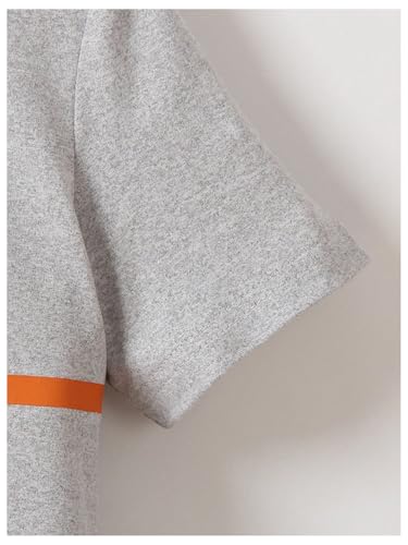 SweatyRocks Boy's 2 Piece Outfits Striped Color Block Short Sleeve Tee Top and Shorts Clothing Set4