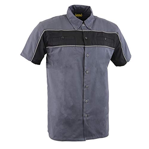 Milwaukee Leather MDM11671.149 Men's Grey and Black Button Up Heavy-Duty Work Shirt for | Classic Mechanic Work Shirt4
