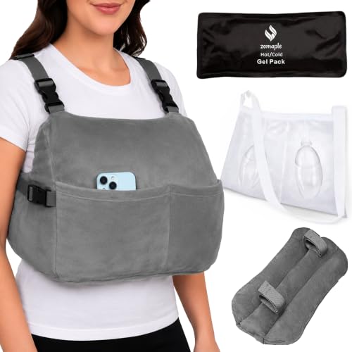 Zomaple Mastectomy Recovery Pillow with Strap Gel Pack Seat Belt Cover & Shower Lanyard Post-Op Essentials Breast Augmentation/Reduction & Recovery Supplies Washable Cover for Comfort & Support
