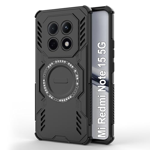 Image of Zapcase Back Case Cover for Redmi Note 15 5G | Magnetic Case with Built-in Metal Ring | Supports MagSafe Charger, Wallet & Car Mount | Shockproof Hybrid PC + TPU | Black