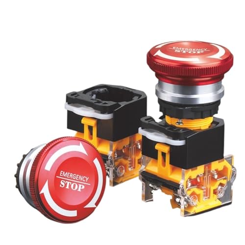 Bouton champignon rouge oxydé M3 8A 2NO2NC d'arrêt d'urgence