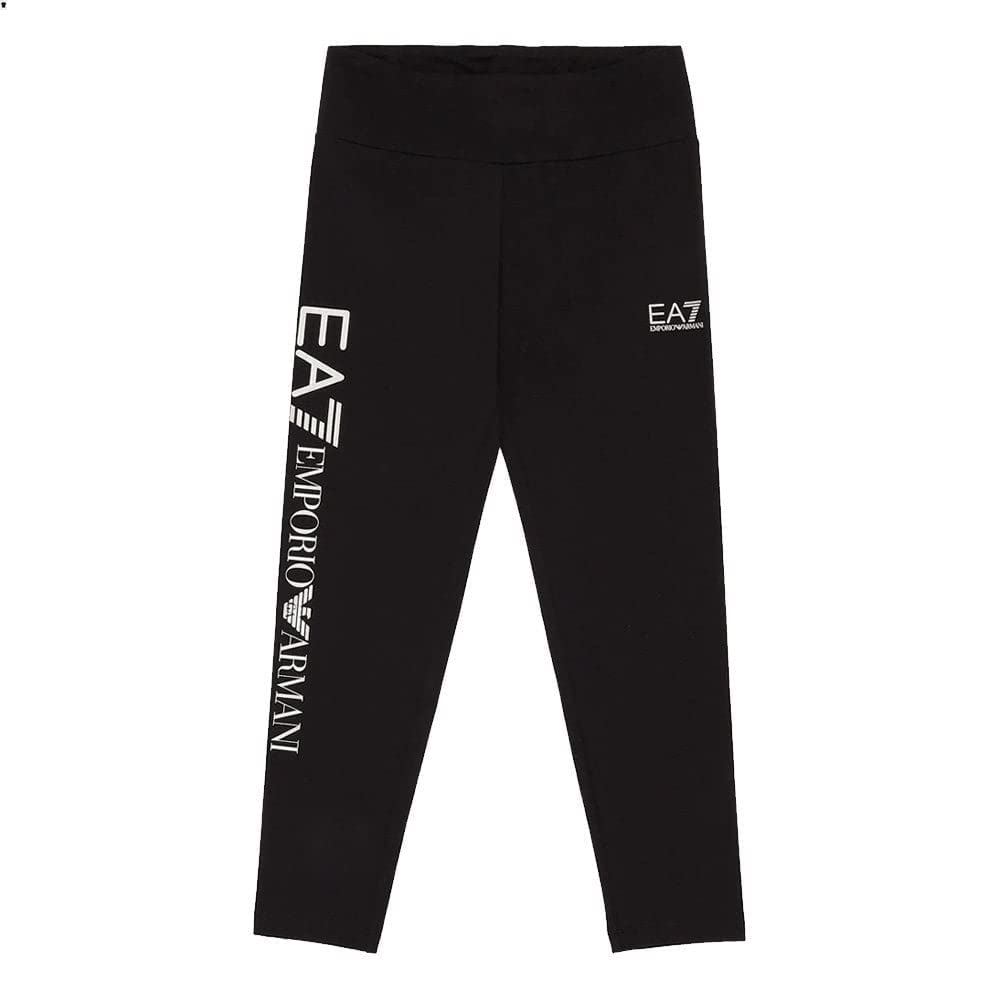 EA7 Leggings da ragazza in cotone elasticizzato lucido