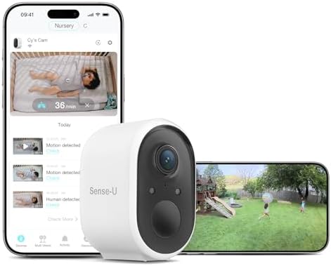 Sense-U Battery Baby Monitor Smart Security Camera, Indoor/Outdoo...