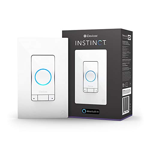 iDevices IDEV0022 Instinct Switch, Wi-Fi Enabled Smart Wall Switch with Amazon Alexa Built-In, Supports Motion Sensing Routines, Single Pole, 120VAC, White
