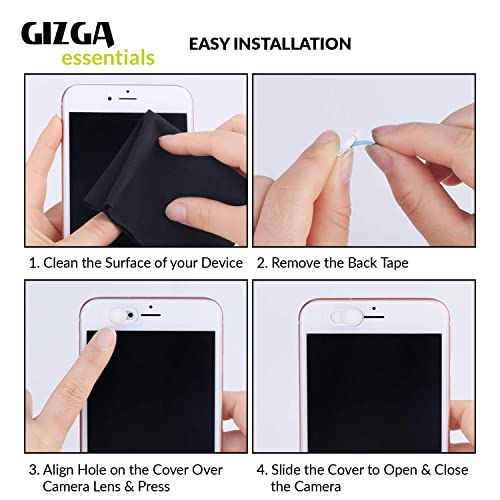 Image of GIZGA essentials Webcam Cover, Privacy Protector Webcam Cover Slide, Compatible with Laptop, Desktop, PC, Smartphone, Protect Your Privacy and Security, Strong Adhesive, Set of 3, White