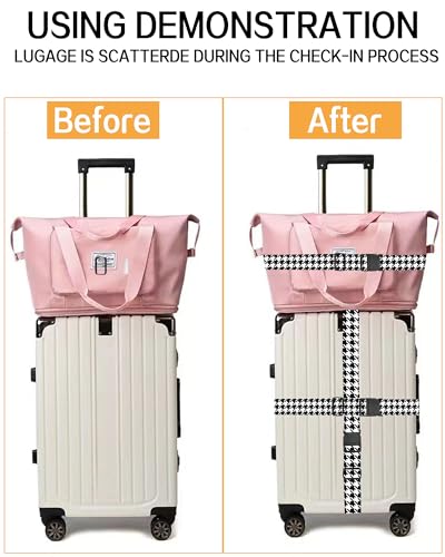 Image of Luggage Straps for Suitcases, Adjustable Travel Belt, Durable Wide Luggage Strap, Cute Suitcase Strap Identifiers with Buckle, Bag Straps for Luggage, Black White Houndstooth