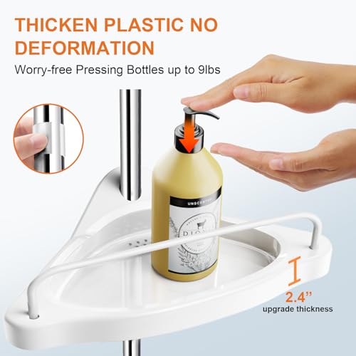Hamitor SHOWER CADDY CORNER TENSION POLE Corner Shower Caddy Tension Pole: Rust Proof 4Tier Shampoo Storage Organizer For Inside Shower - Telescoping Rod Shower Rack For Bathroom And Bathtub thumb #3
