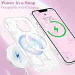 UEEBAI Magnetic iPhone 14 & 13 Case, Bow Compatible With MagSafe, Wireless Slim Clear Ribbon Phone Cover Anti-Yellowing Shockproof Protective for Women Girl - Pink - Image 4