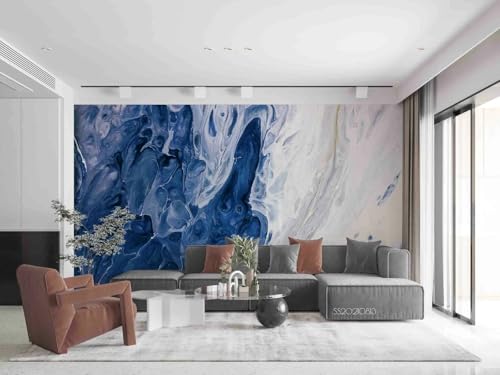 Fresque Home Decor Texture Bleu Blanc Papier Peint Éclatant 3D - 3