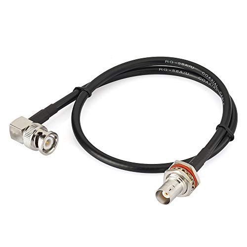 Adaptador BNC hembra a macho ángulo recto cable RG58 50cm miniatura 2