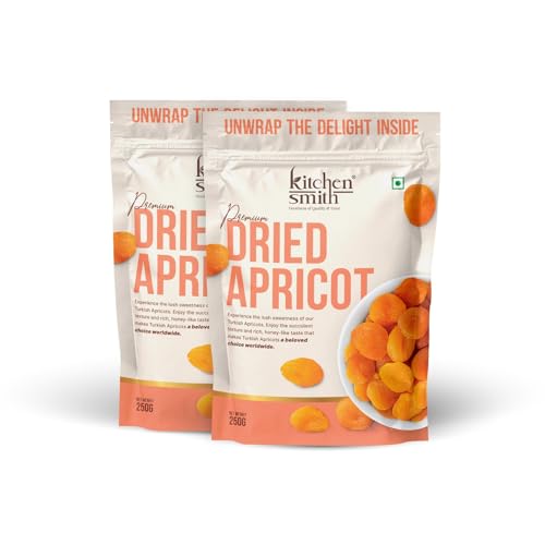 Image of KitchenSmith Dried Apricot - Pack of 2 (250gm Each) | Exotics Apricots Dry Fruits, Dry Apricot, Seedless Apricots & Jardalu | Naturally Sourced, No Added Sugar, Rich In Vitamins & Juicy