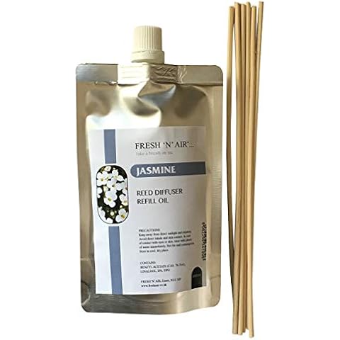 Fresh N Air Reed Diffuser Refill - Jasmine 100ml + Reed Sticks (Natural Colour) Cover