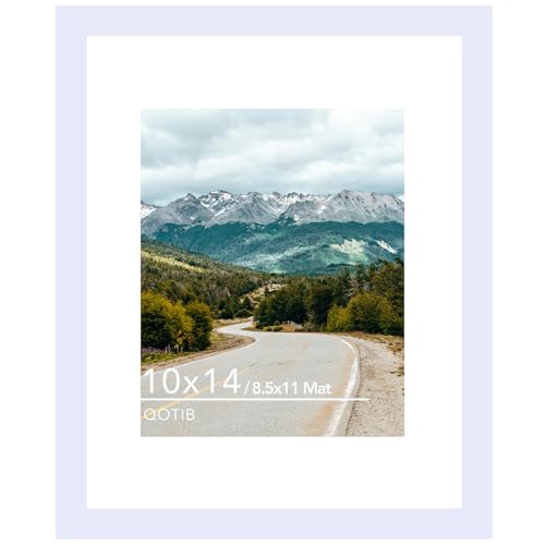 QOTIB 10x14 Picture Frame White for 30 x 40cm Diamond Art Painting Wood 10x14 Frame with 8.5x11 Mat for Wall Mounting 30x40 cm Frame with Shatter-Resistant Plexiglass White 1 Pack