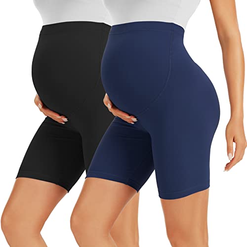 VALANDY Creamlush Maternity Shorts Over The Belly- 5" Pregnancy Biker Shorts Lounge Yoga Pants (S-XL)