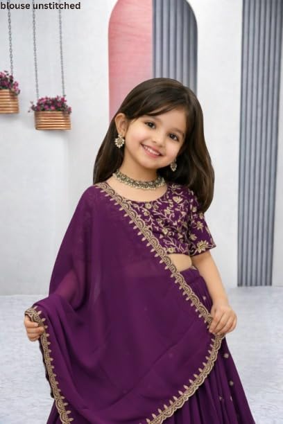 Image of Kids Lehenga Choli with Elephant Embroidery