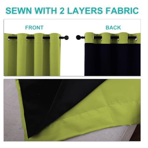 Image of NICETOWN 100% Blackout Blinds, Set of 2, 46 inch x 102 inch, Fresh Green, Laundry Room Decor Window Treatment Curtains for Large Patio Sliding Door, Thermal Insulated Curtains for Bedroom