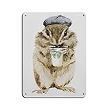 Starbucks Streifenhörnchen-Blechschild, Vintage, Metall, 