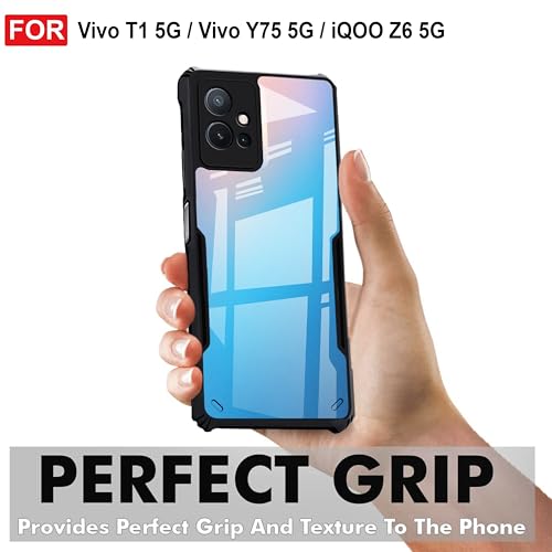 Image of Zapcase Back Case Cover for Vivo T1 5G / iQOO Z6 5G / Vivo Y75 5G | Compatible for Vivo T1 5G / iQOO Z6 5G / Vivo Y75 5G Back Case Cover | Clear Case with Camera Protection | (TPU + PC | Matte Black)