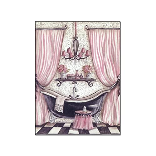 Vintage French Shabby Victorian Bathtub Poster Office Wall Art Decoration Canvas Painting Gift (6) Canvas Painting Posters And Prints Wall Art Pictures For Living Room Bedroom Decor 24X32Inch(60X80Cm #TOP1