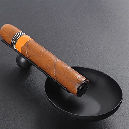 Knfut Home Ashtrays， Stainless Steel Cigar Ashtray Pocket Cigarette Ashtray Rack Ash Tank Single Pipe Cigar Rack Cigar Tools Accessories Gift (Color : Black) #TOP2