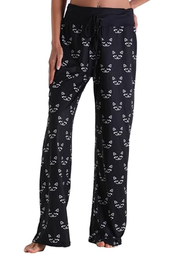 Crexomi Women Pajama Pants Comfy Lounge Wide Leg Casual Stretch Palazzo Drawstring Pj Bottoms Pants S-3XL