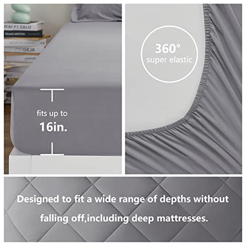 Cozylux Twin Bed In A Bag Comforter Sets With Comforter And Sheets 5-Pieces For Girls And Boys Light Grey All Season Bedding Sets With Comforter, Pillow Sham, Flat Sheet, Fitted Sheet And Pillowcase #TOP4