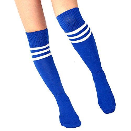 Kids Soccer Socks 4 Pack Boys Girls Cotton Team Socks Teens Children Soccer Socks (Shoe size 1-5 and Ages 8-11, Blue)2