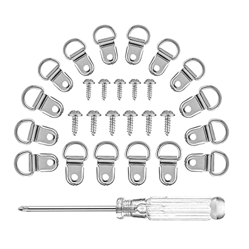 Image of D Ring Picture Frame Hanging Hooks (50 Sets ) Hangers (No Hanging Wire), Picture Hangers & Srews , for Pictures, Canvas, Painting, Mirror, Art Crafts, Clock