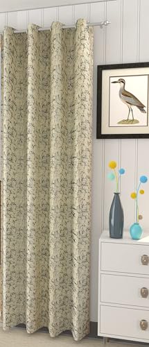 Image of Window Curtain 5 Feet Long for Living Room - Window Curtain Set of 1 Pcs Panel, Velvet Curtain Blackout & Stylish Parda for Home Decor & Office Cream Colour