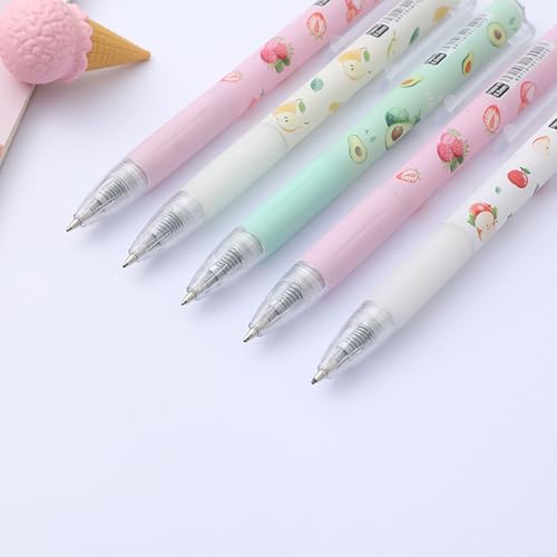 12 bolígrafos gel con diseño de frutas, tinta negra 0.5 mm miniatura 5