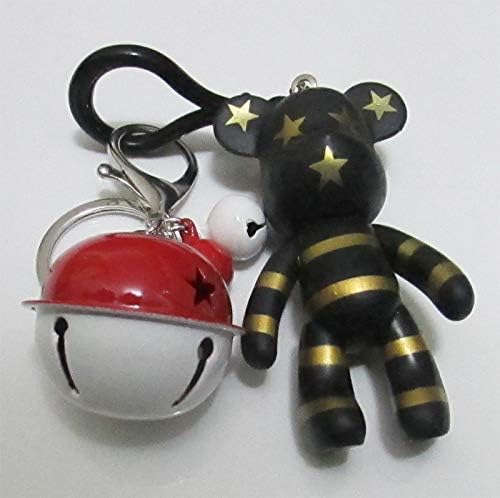 ESMPRO Us Stripe Black Gloomy Bear Figure Bell Keyring Car Key Chain Bag Phone Pendant