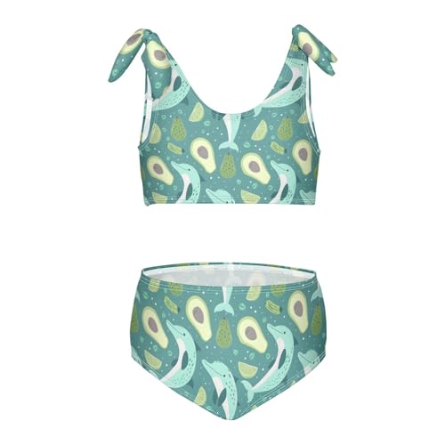 Dolphin Avocado Girls Two Piece Tankini Swimsuits Summer Bathing Suit Beach Swimwear Set