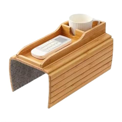 Bandeja de sofá – Mesa portátil para reposabrazos de sofá, bandeja de brazo de sofá que ahorra espacio, bandejas seguras para aperitivos | Soporte para tazas antiderrames para control remoto de TV