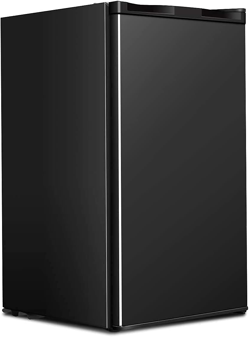 KOTEK 3.2 Cu.Ft Mini Fridge with Freezer, Compact Refrigerator w/ 7 Level Adjustable Thermostat & Single Reversible Door, Small Dorm Fridge with Freezer for Bedroom/Bar/Office/Apartment(Black)