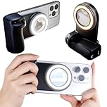 Magnetic Phone Camera Grip with Selfie Fill Light, Smartphone Shooting Holder Selfie Handle Snap,Wireless Bluetooth Remote Control for Video Vlog Photo Shooting Acccessory Compatible with Magsafe