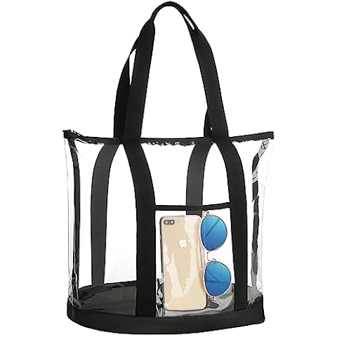 HAOGUAGUA Extra Large Clear Cosmetic Toiletry Bag, Large Clear Makeup Bag, Waterproof Transparent Plastic PVC Tote Shoulder Bag with Handles (BLACK) Cover