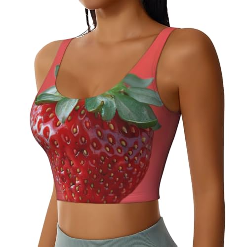 Soutien-gorge de sport femme fraises : crop top athlétique et débardeur d'entraînement yoga
